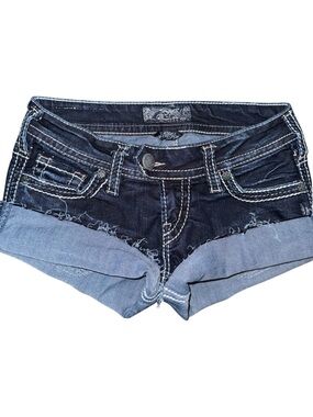 Silver Jeans Dark Blue Cuffed Denim Jean Shorts